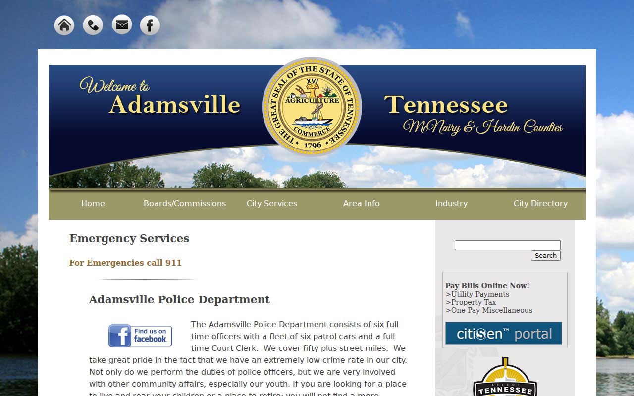 Adamsville criminal records source for police and court services