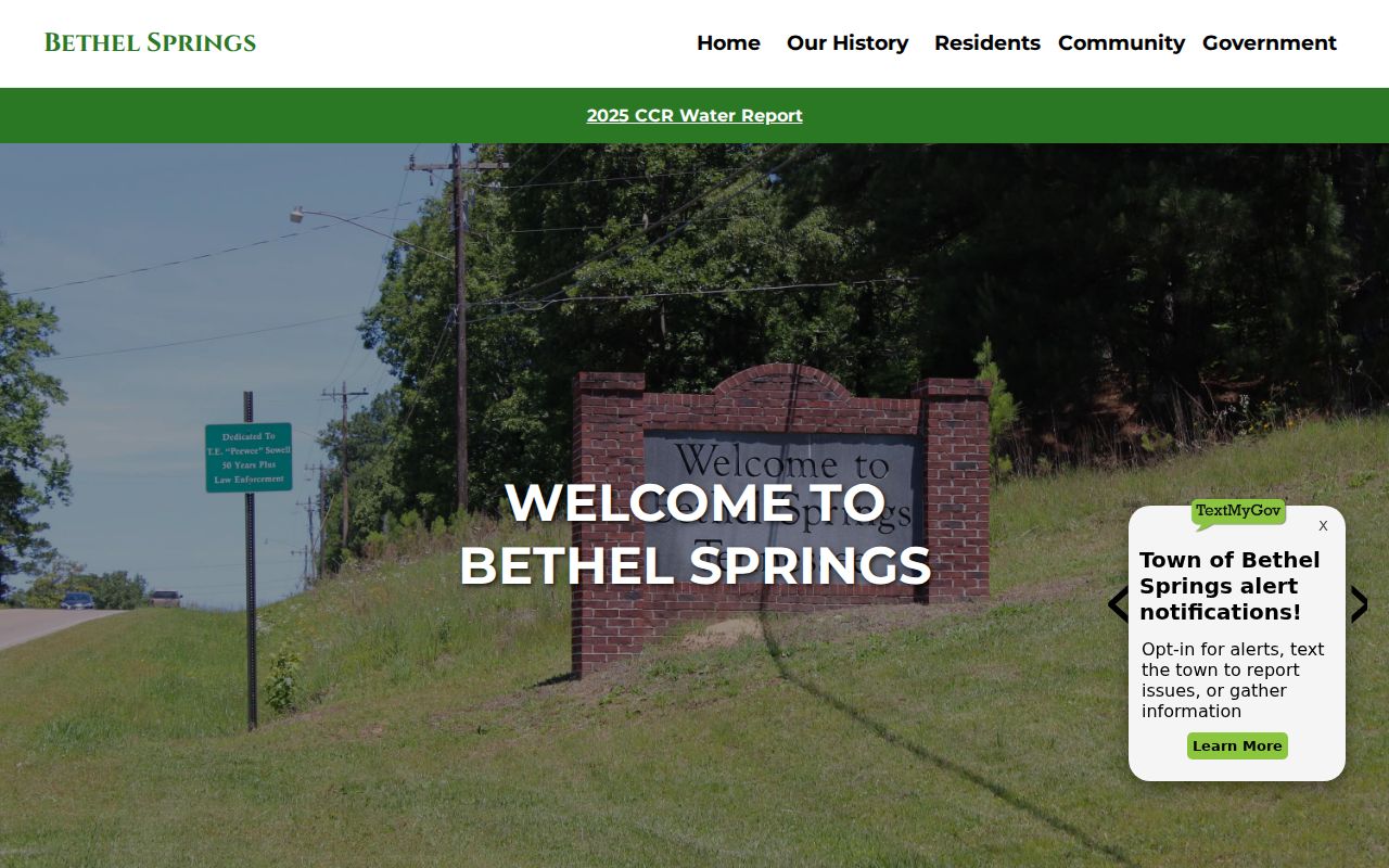 Bethel Springs criminal records contact on the official city website