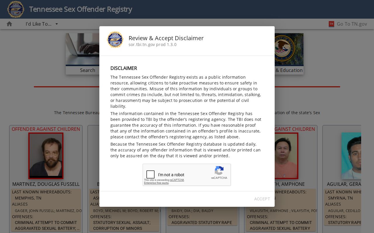 Tennessee Sex Offender Registry search used for McNairy County results