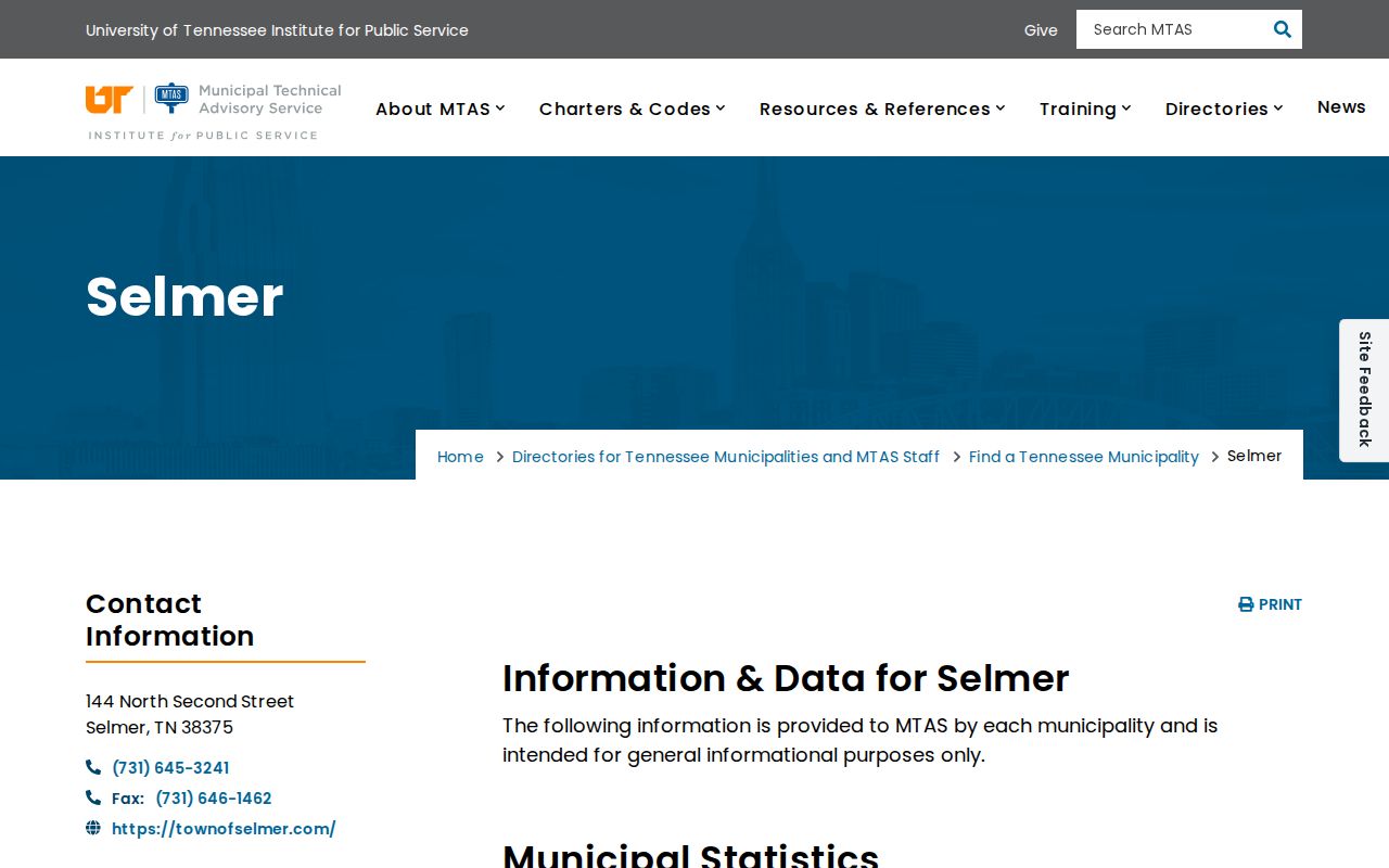 Selmer criminal records context from the official MTAS profile