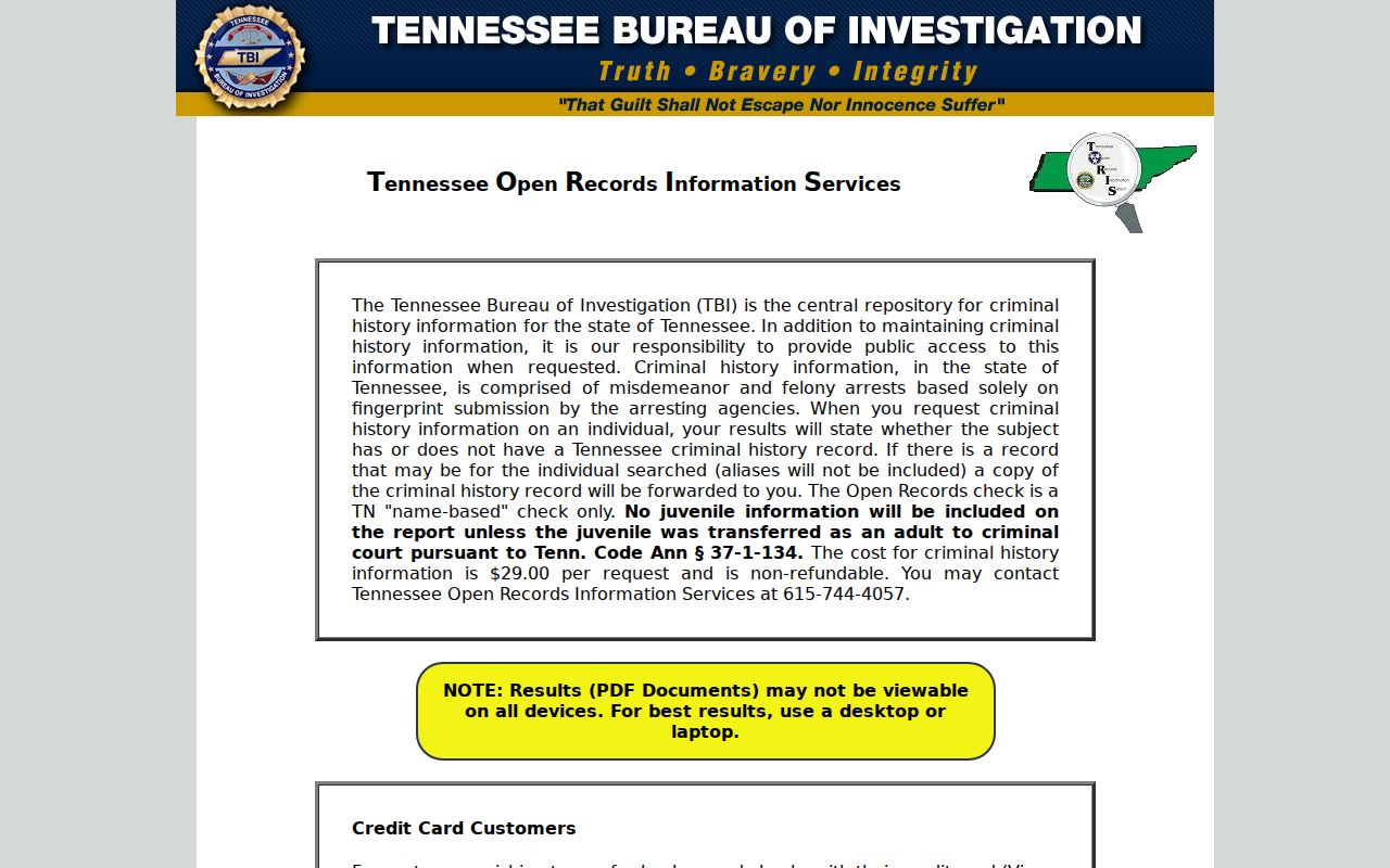 McNairy County criminal history TORIS portal